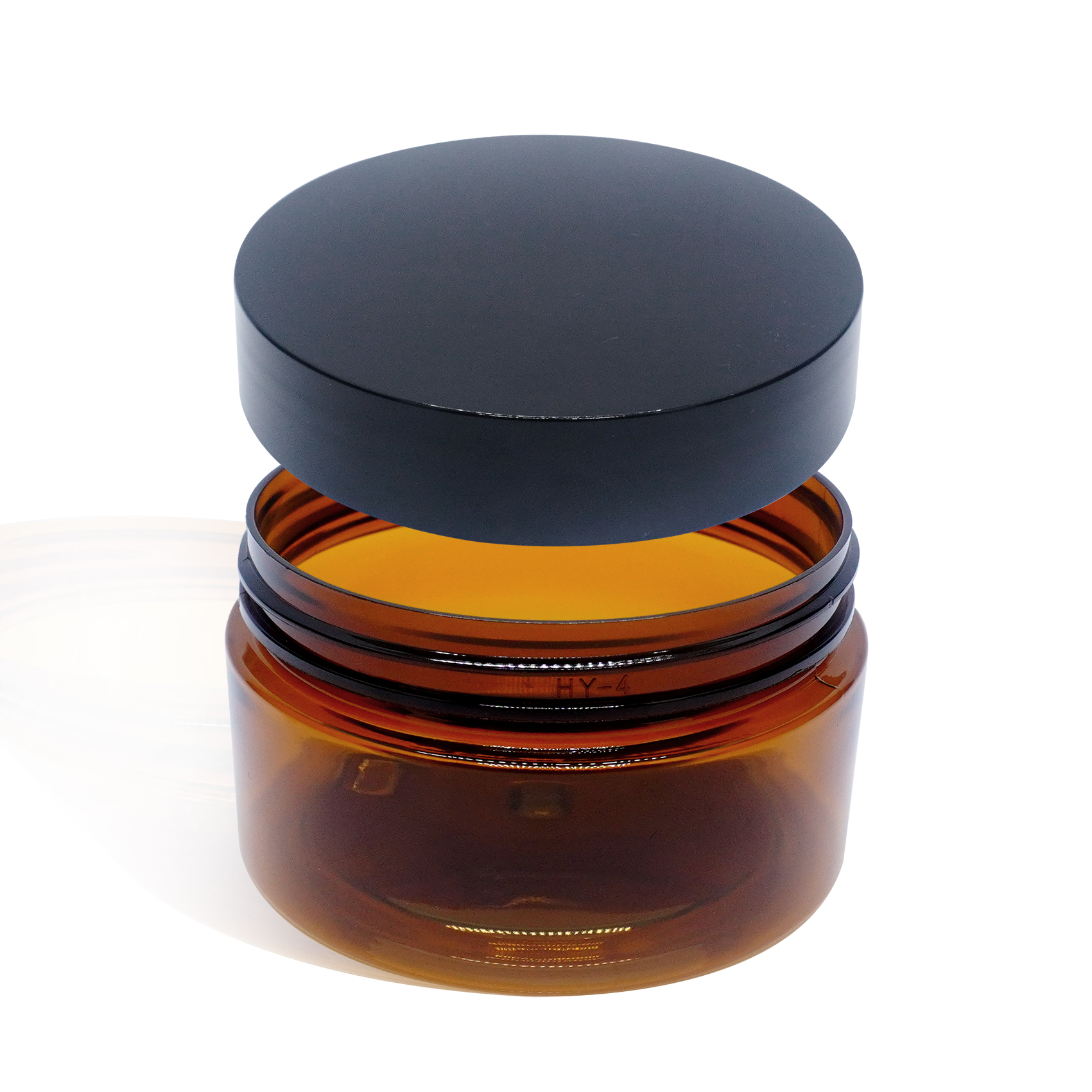 برطمان بلاستيك كهرماني 100 جرام بغطاء أسود