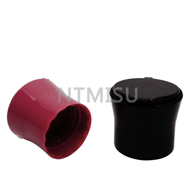 24 أغطية زجاجات 410 PP باللون الأسود والبورجوندي غير قابلة للانسكاب لمستحضرات التجميل
