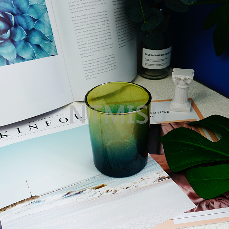ملون أسود أخضر أصفر متدرج زجاجي متنوع جرة تخزين شمعة زجاجية