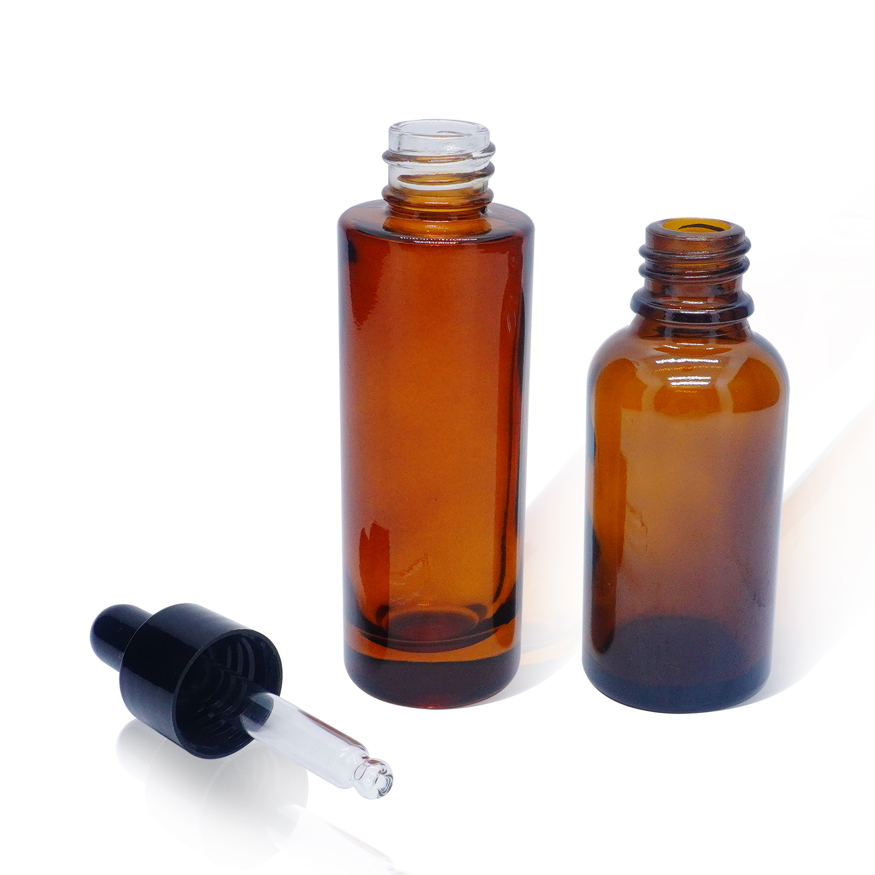 30 مل زجاجة زيت عطري بقطارة زجاجية مسطحة الكتف زجاجة بوسطن