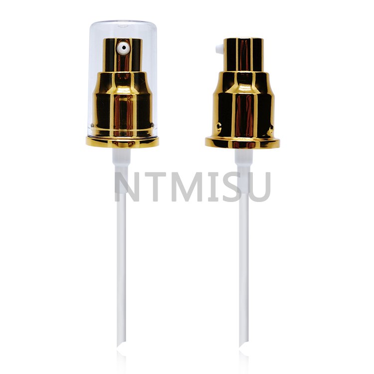 مضخة كريم التجميل الفاخرة اللامعة الذهبية لزجاجة الأساس الفارغة