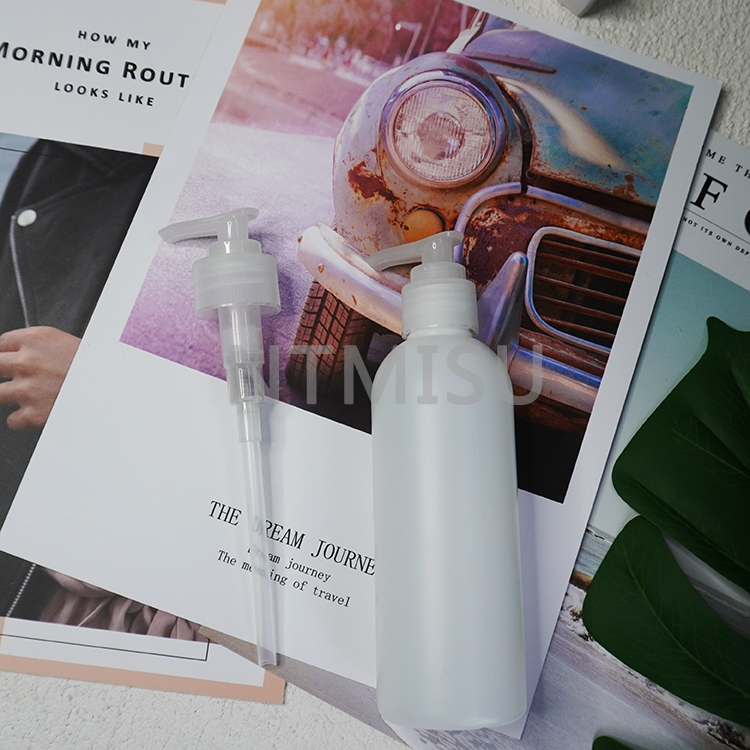 موزع مضخة سائل شفاف عديم اللون، مضخة غسول طبيعي أبيض لتوزيع الشامبو