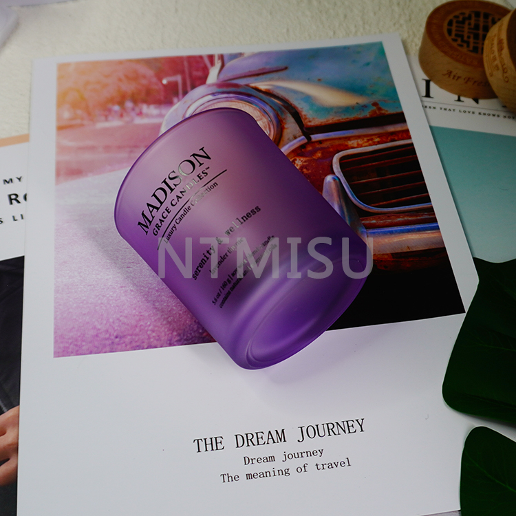 كوب شمعة أرجواني مخصص زجاجة عطرية زجاجية حاوية شمعة الحرف اليدوية