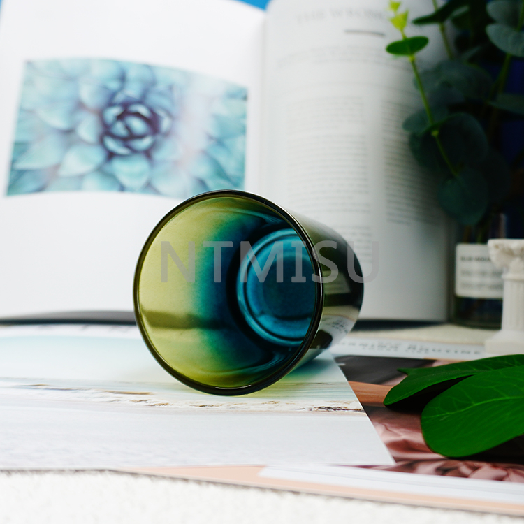 الإنزلاق كوب شمعة زجاجي مسطح القاع شمعدان زجاجي كوب شمعة عيد الميلاد الزجاجي