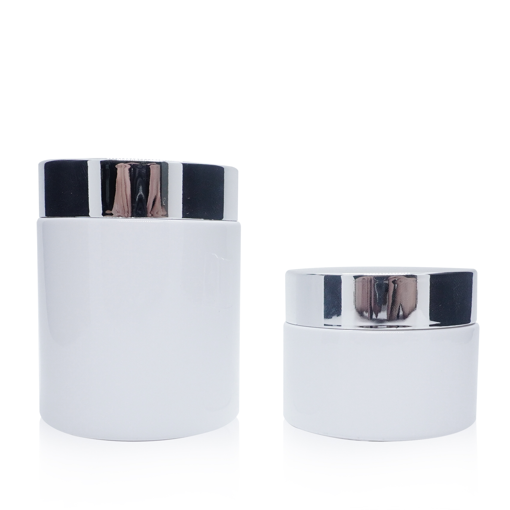 زجاجة كريم زجاجية سعة 50 جرام و100 جرام مع غطاء لولبي من الألومنيوم