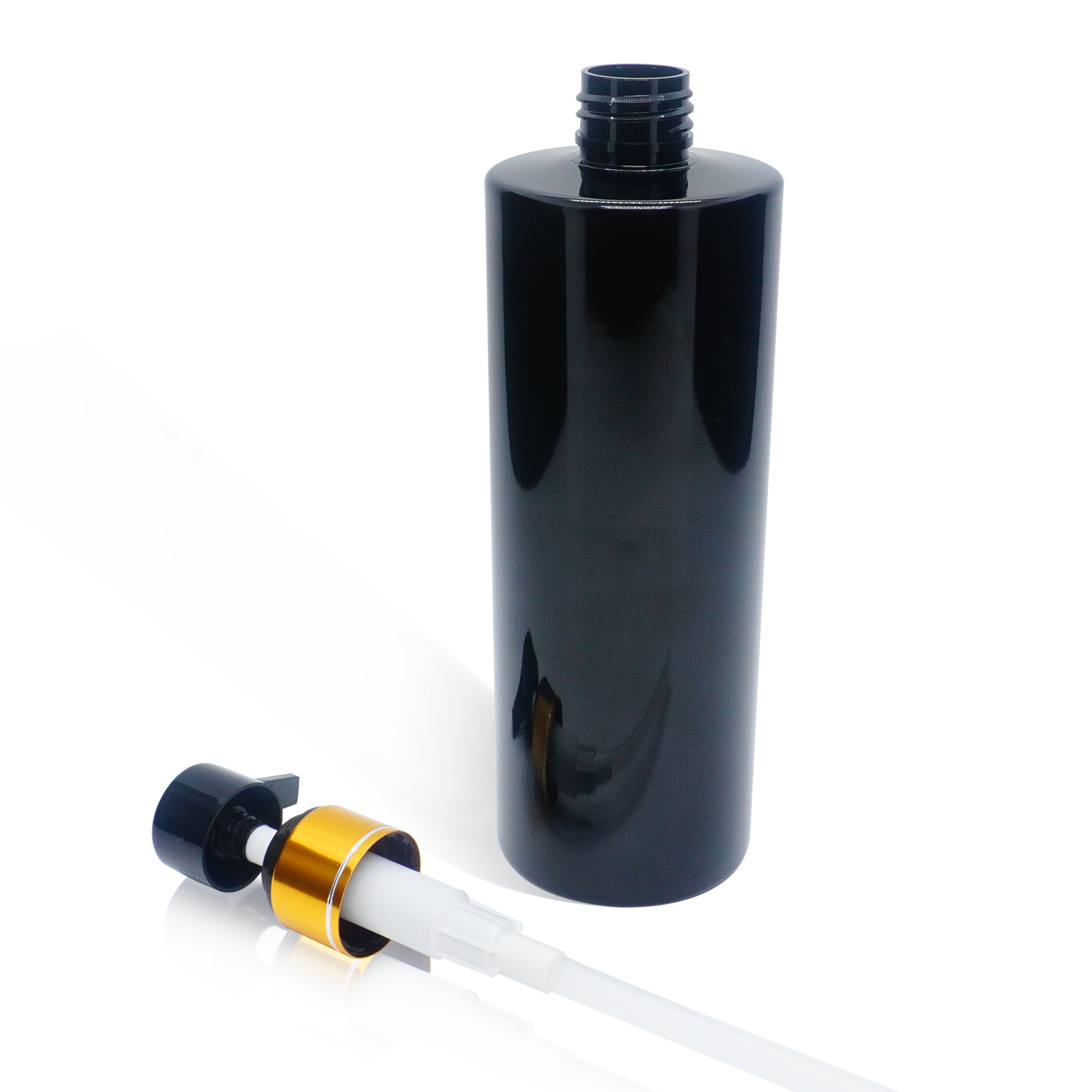 زجاجة مسطحة من PET بسعة 600 مل مع مضخة لوشن من الألومنيوم