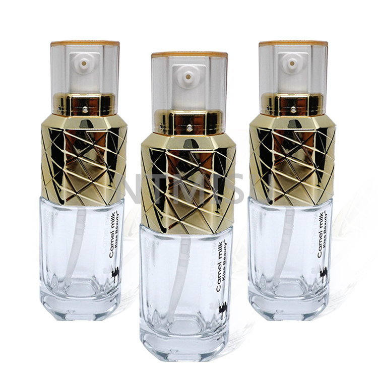 تغليف مستحضرات التجميل زجاجة كريم أساس لوشن ذهبي لامع سعة 40 مل مع مضخة كريم