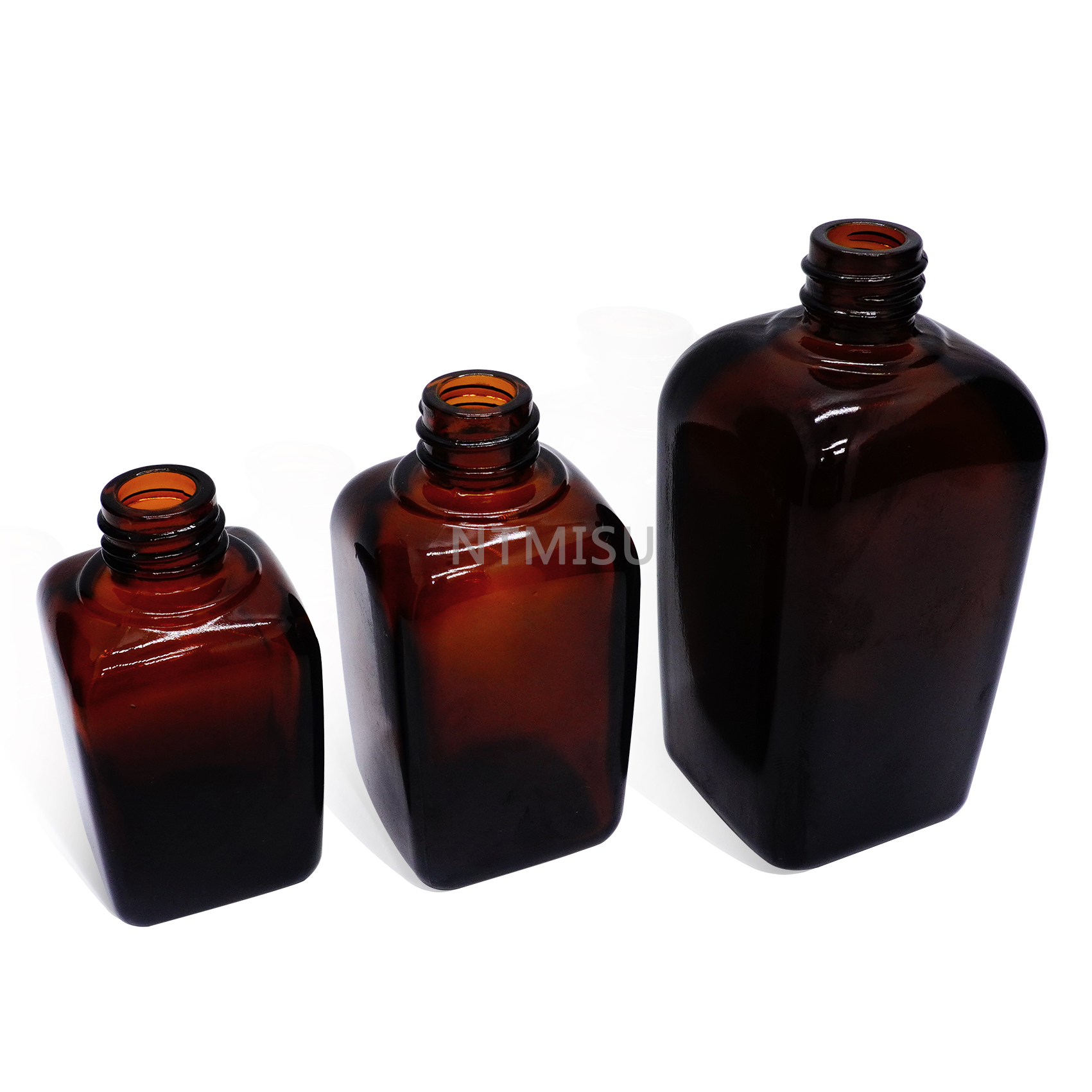 زجاجة قطارة زجاجية مربعة الشكل من الخيزران الطبيعي سعة 1 أونصة