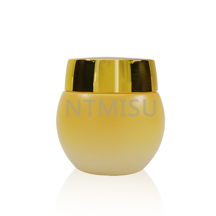 برطمان كريم زجاجي برتقالي متدرج عالي الجودة سعة 30 جم مع غطاء ذهبي لامع