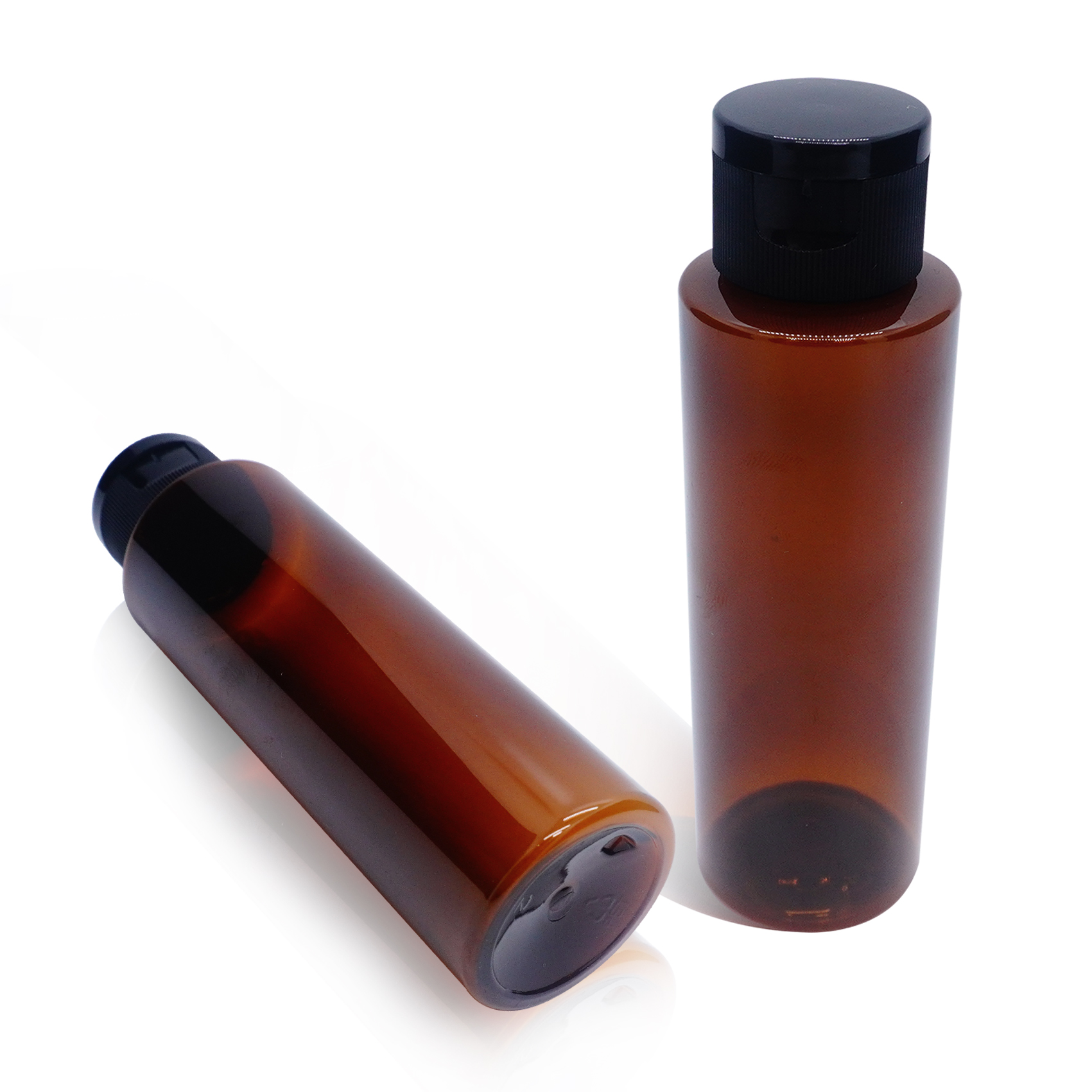 زجاجة أسطوانية عنبرية سعة 100 مل مع غطاء علوي أسود