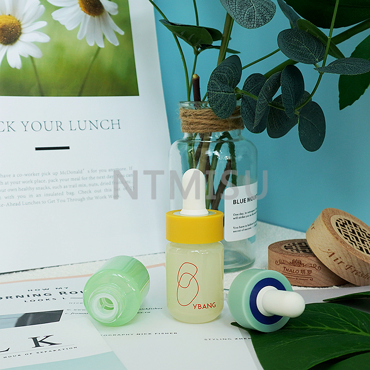 زجاجة زيت عطري برتقالي وأصفر سعة 20 مل مع قطارة سيليكون