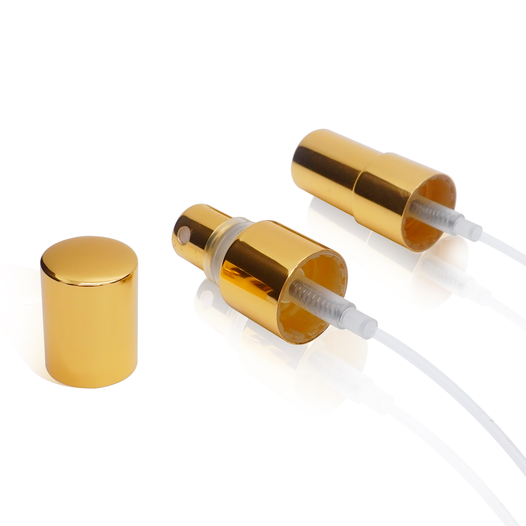 بخاخ رذاذ ناعم من البلاستيك والألومنيوم الذهبي الفاخر