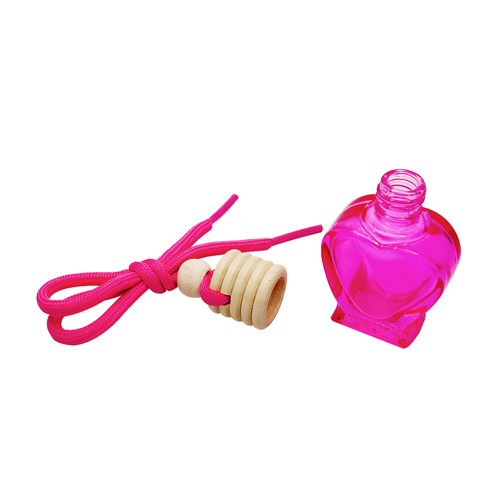 10 مل غطاء خشبي زجاجة عطر زجاجية على شكل قلب أحمر