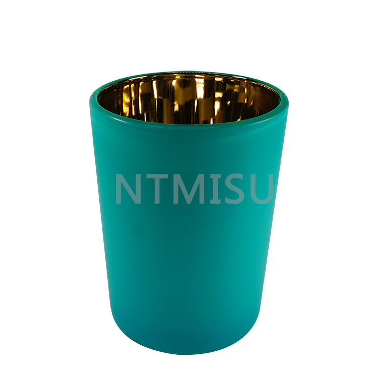 زجاجة عطرية مزدوجة من الزجاج البلوري باللونين الأزرق والوردي مع بطانة داخلية ذهبية