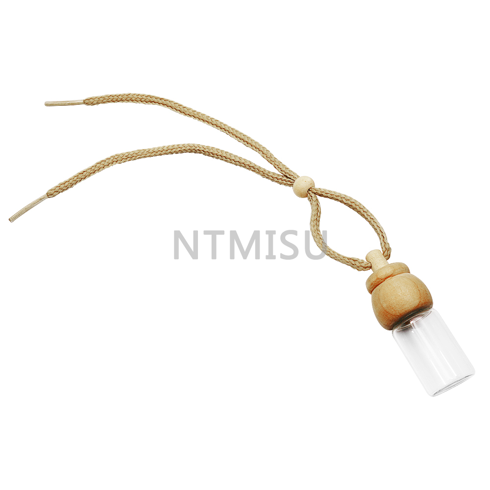 زجاجة عطر زجاجية فارغة معلقة سعة 7 مل مع غطاء خشبي