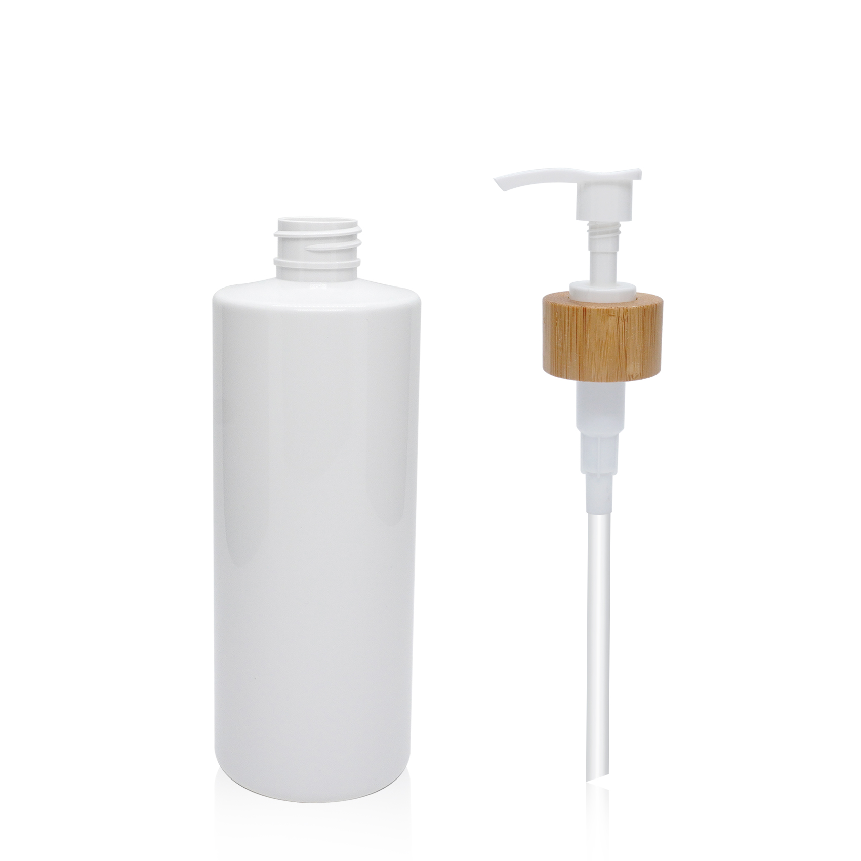 زجاجة أسطوانية سعة 500 مل مع مضخة لوشن من الخيزران