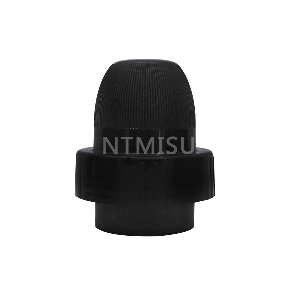 حار بيع جدار مزدوج 61mm غطاء زجاجة بلاستيكية المسمار الأسود على قبعات لزجاجات المنظفات