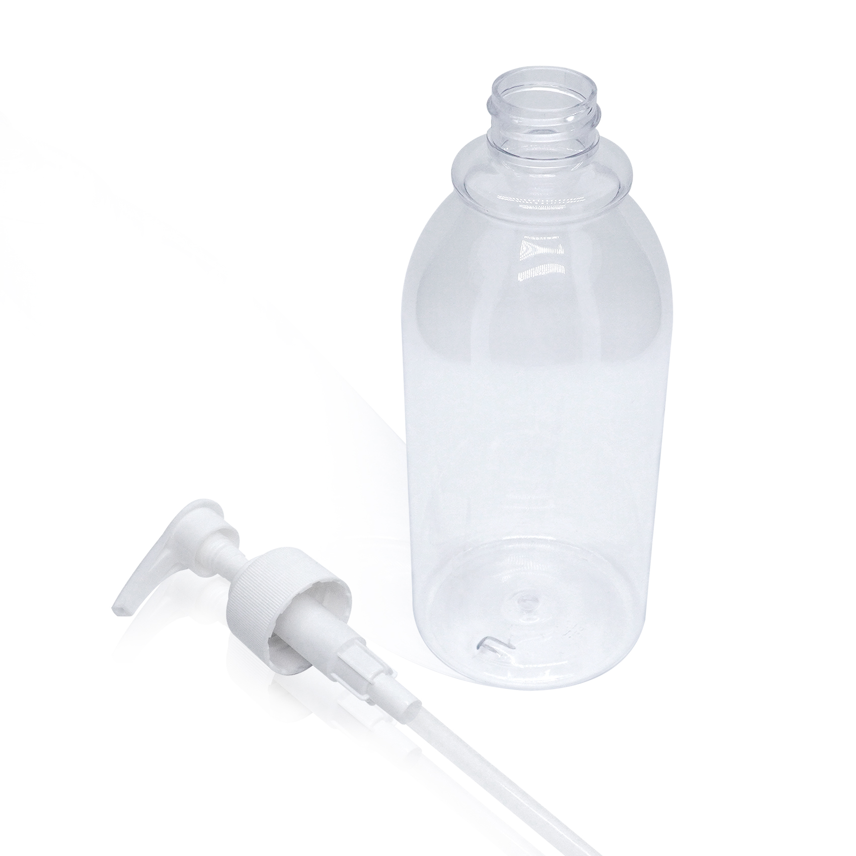 زجاجة شامبو بلاستيكية مستديرة سعة 600 مل مع مضخة محلول