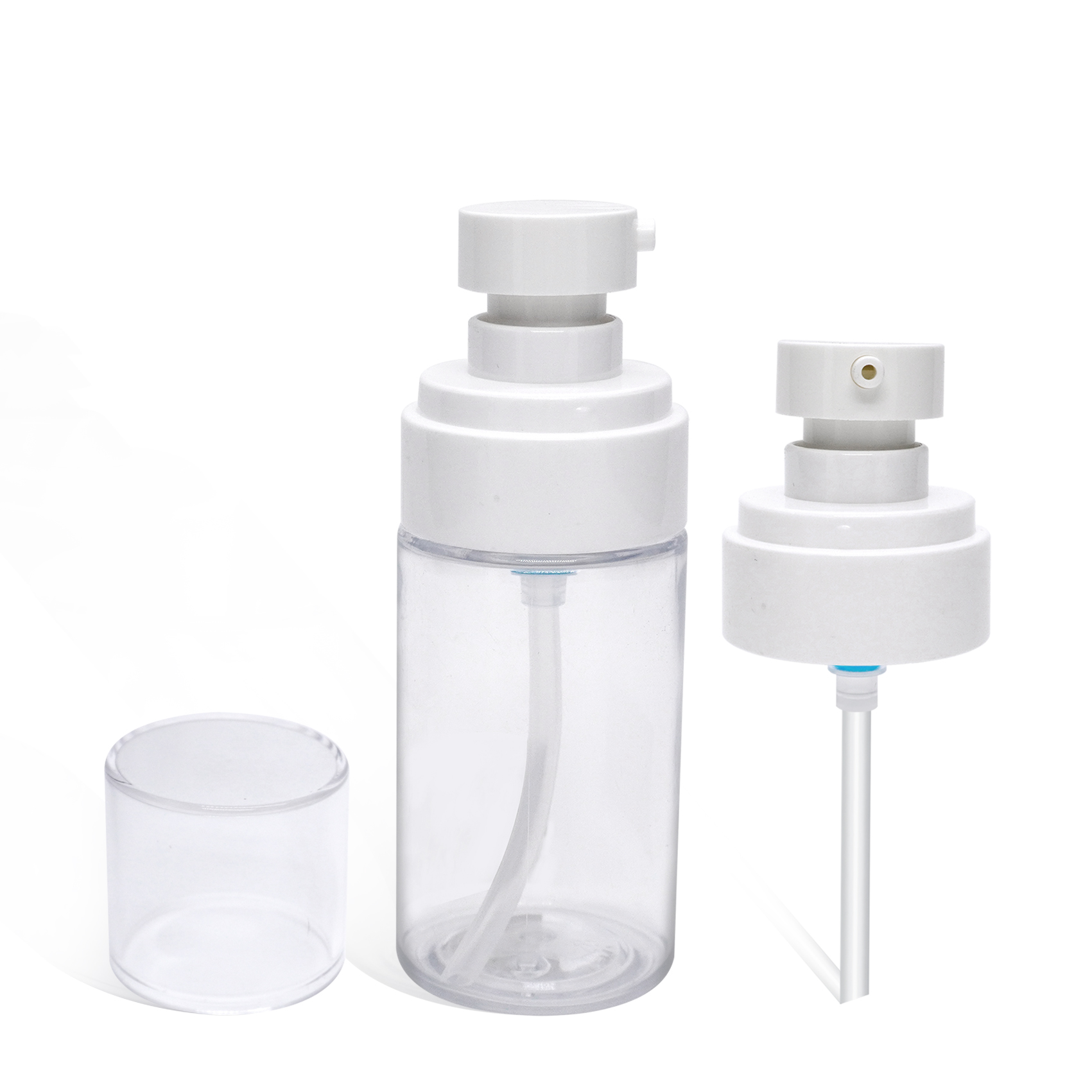 زجاجة شفافة مع مضخة بخاخ لوشن زنبركية خارجية