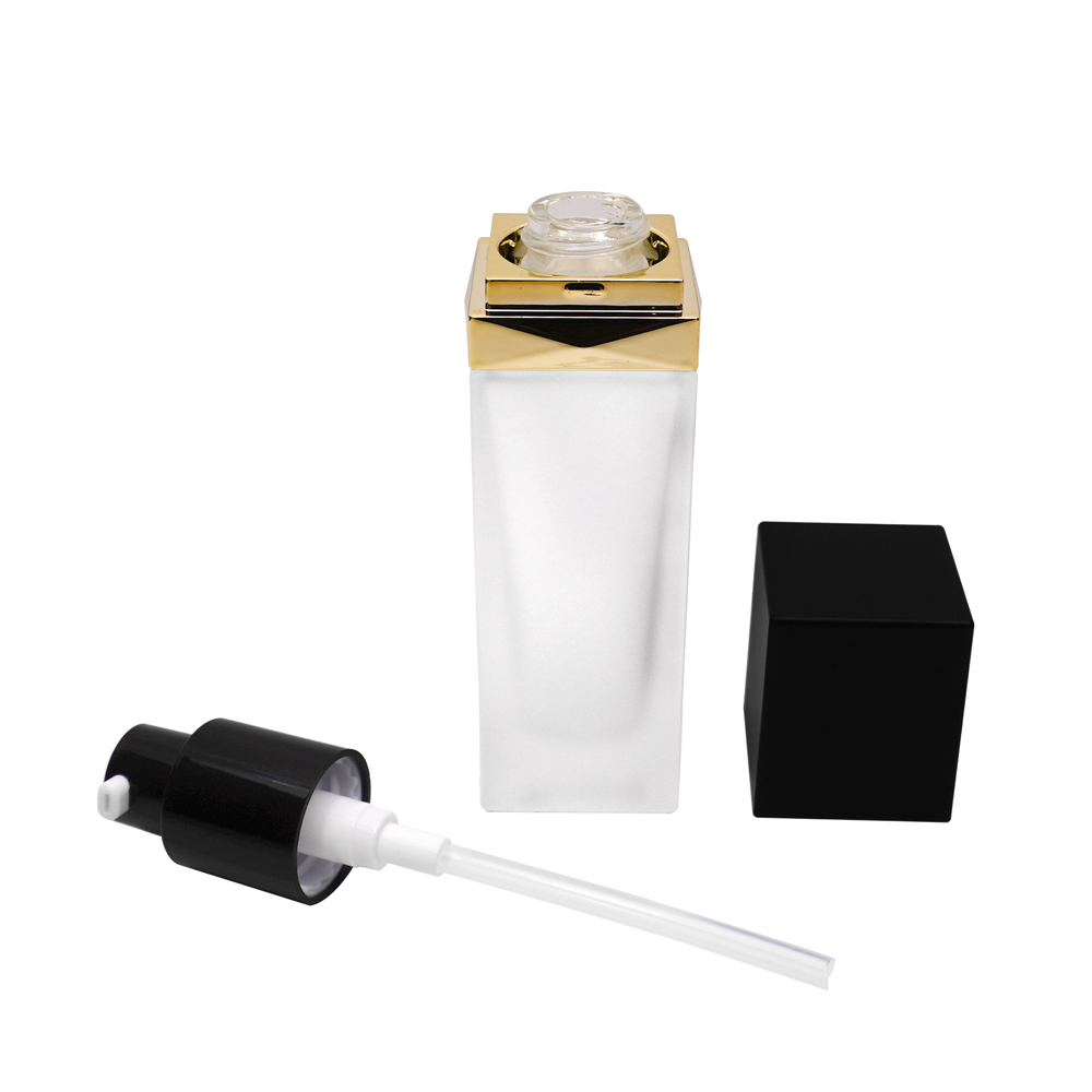 زجاجة زجاجية فارغة سعة 35 مل مع مضخة كريم أسود لتغليف مستحضرات التجميل