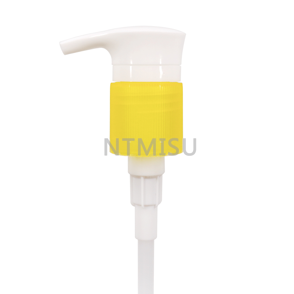 32 415 مضخة محلول بلاستيكية مضلعة صفراء لزجاجة مستحضرات التجميل