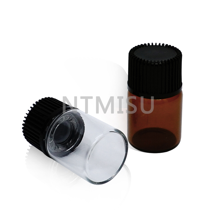 زجاجة عينة زجاجية صغيرة من العنبر