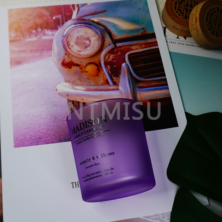 كوب شمعة أرجواني مخصص زجاجة عطرية زجاجية حاوية شمعة الحرف اليدوية