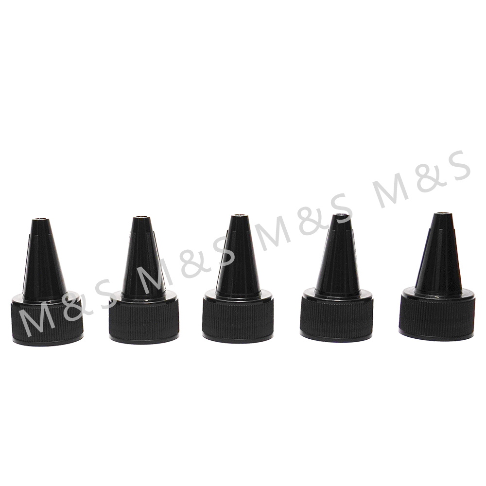 28 410 برغي بلاستيكي أسود مضلع على غطاء علوي ملتوي للزجاجات