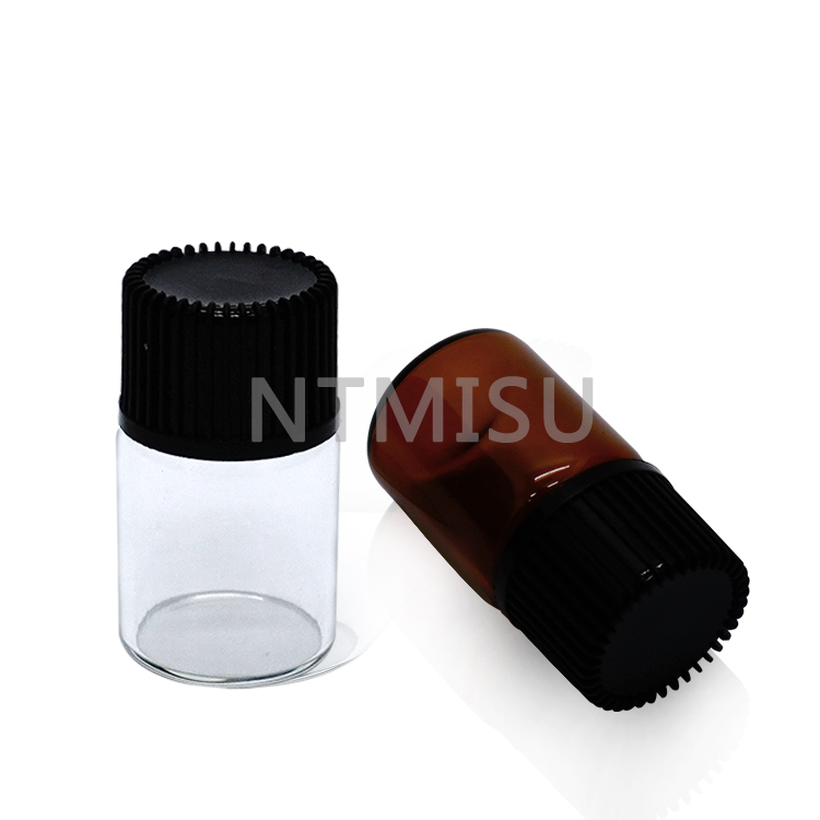 زجاجة عينة زجاجية صغيرة من العنبر