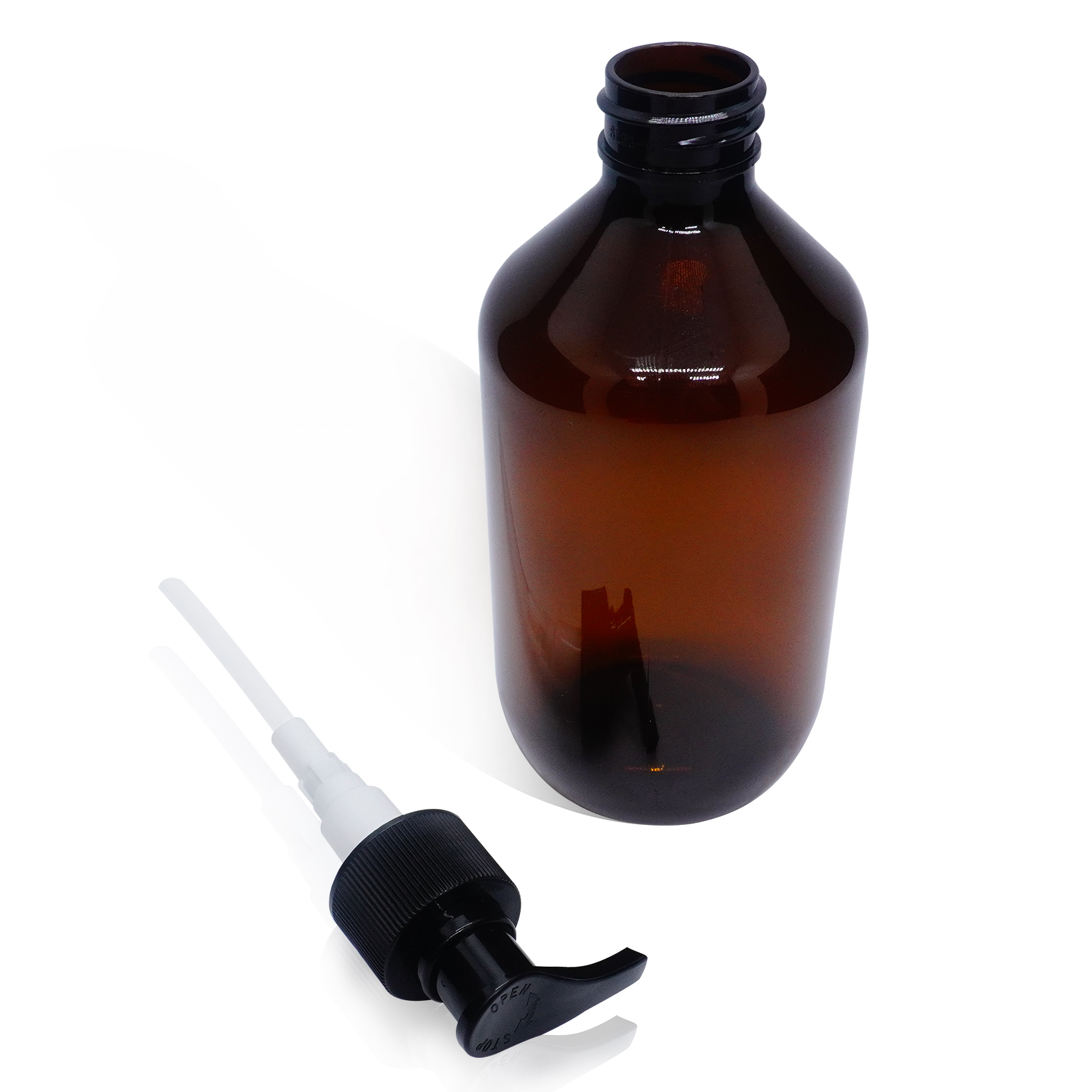 400 مل زجاجة مستحضرات التجميل البلاستيكية زجاجة العنبر PET مع مضخة