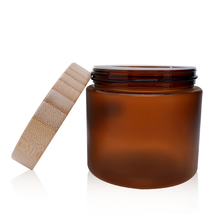 علب كريم العنبر سعة 500 مل وأغطية من الخيزران