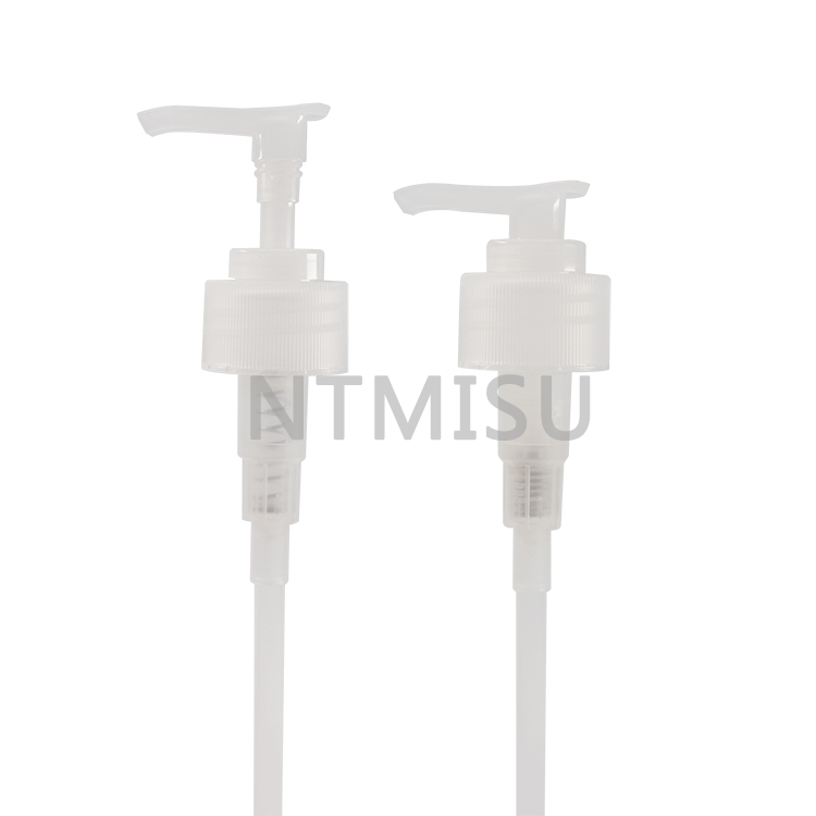 موزع مضخة سائل شفاف عديم اللون، مضخة غسول طبيعي أبيض لتوزيع الشامبو