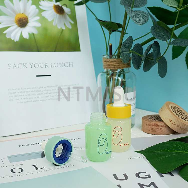 زجاجة زيت عطري برتقالي وأصفر سعة 20 مل مع قطارة سيليكون