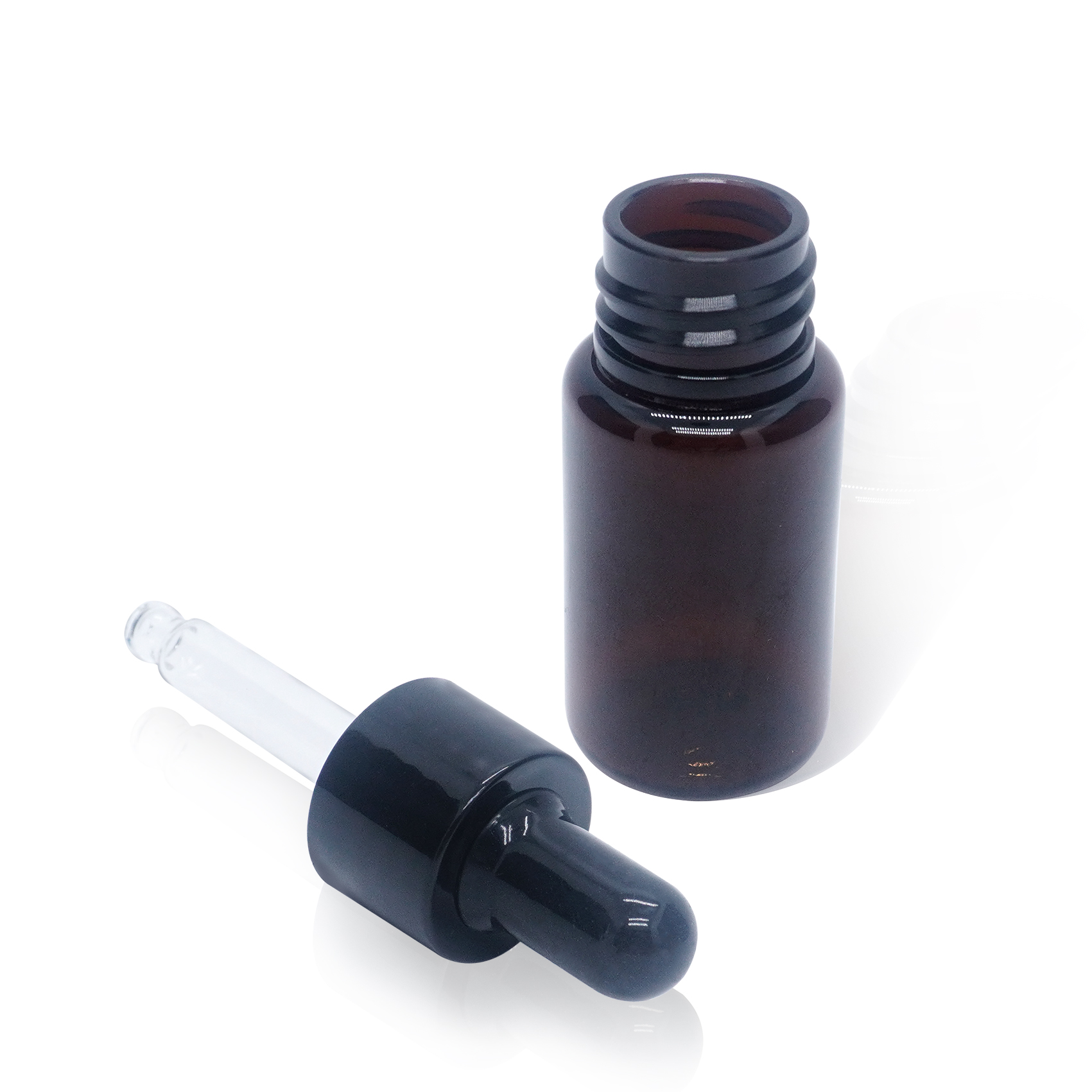 زجاجة قطارة بلاستيكية من العنبر