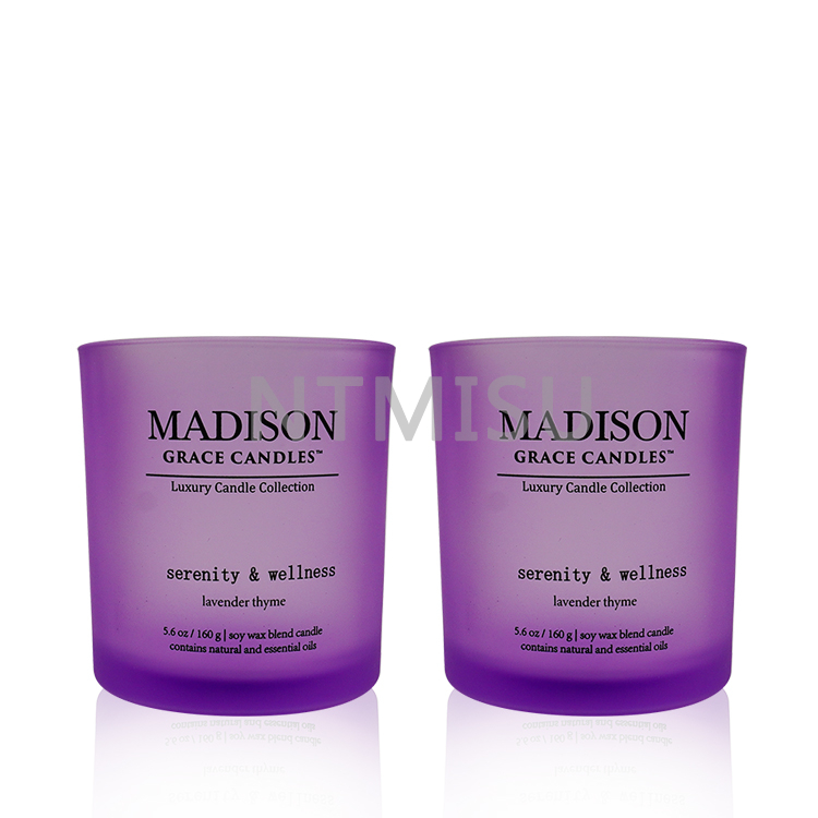 كوب شمعة أرجواني مخصص زجاجة عطرية زجاجية حاوية شمعة الحرف اليدوية