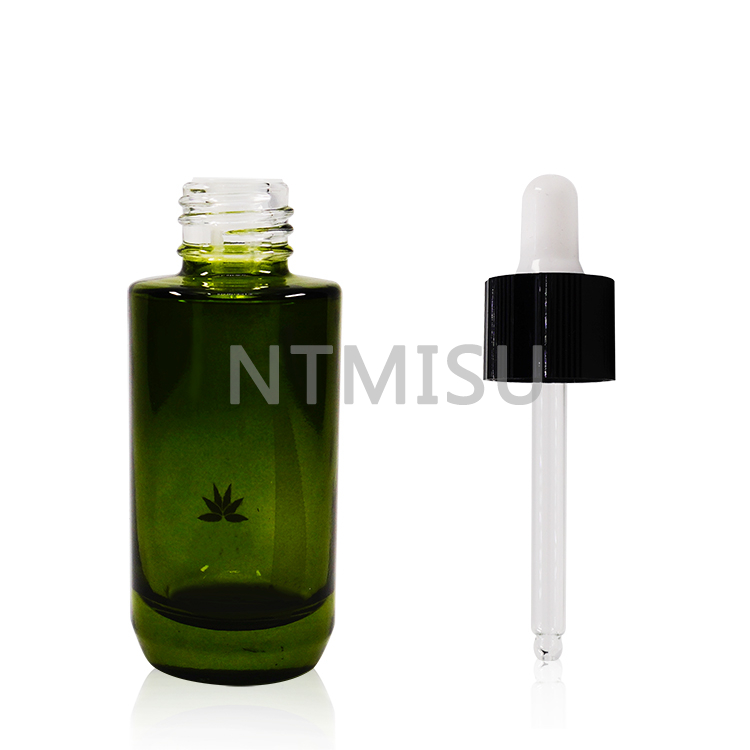  زجاجة زيت عطري أخضر داكن سعة 30 مل مع قطارة سوداء