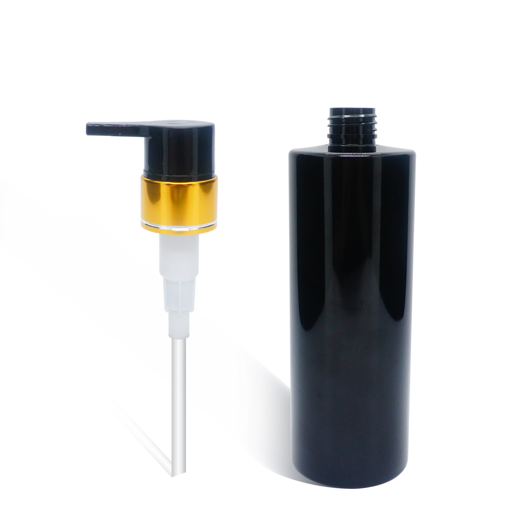 زجاجة مسطحة من PET بسعة 600 مل مع مضخة لوشن من الألومنيوم