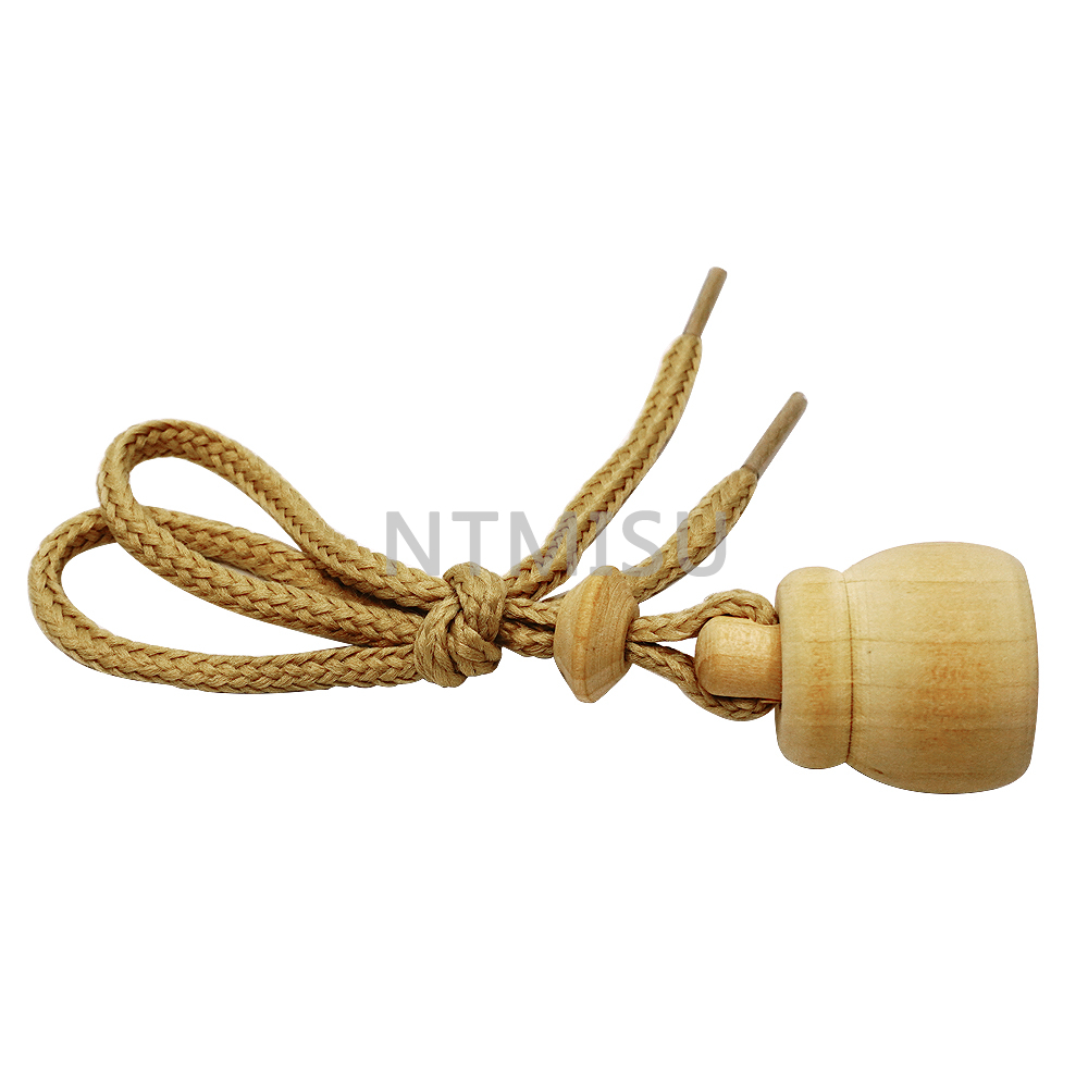 زجاجة عطر زجاجية فارغة سعة 16 مل مع غطاء خشبي لتعليق السيارة