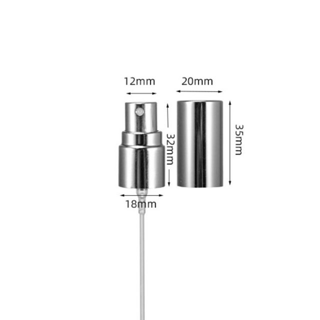 مضخة رش عطر من الألومنيوم والبلاستيك الفضي والذهبي والأسود مقاس 15 مم 