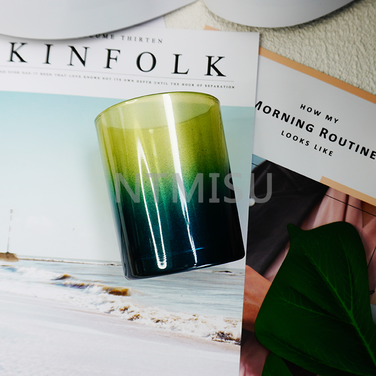 الإنزلاق كوب شمعة زجاجي مسطح القاع شمعدان زجاجي كوب شمعة عيد الميلاد الزجاجي