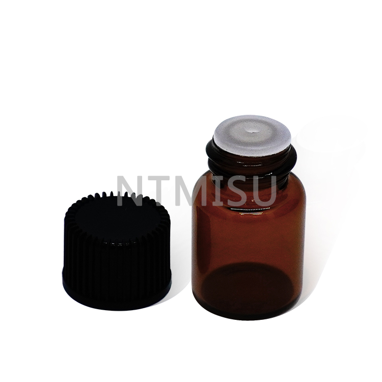 زجاجة عينة زجاجية صغيرة من العنبر