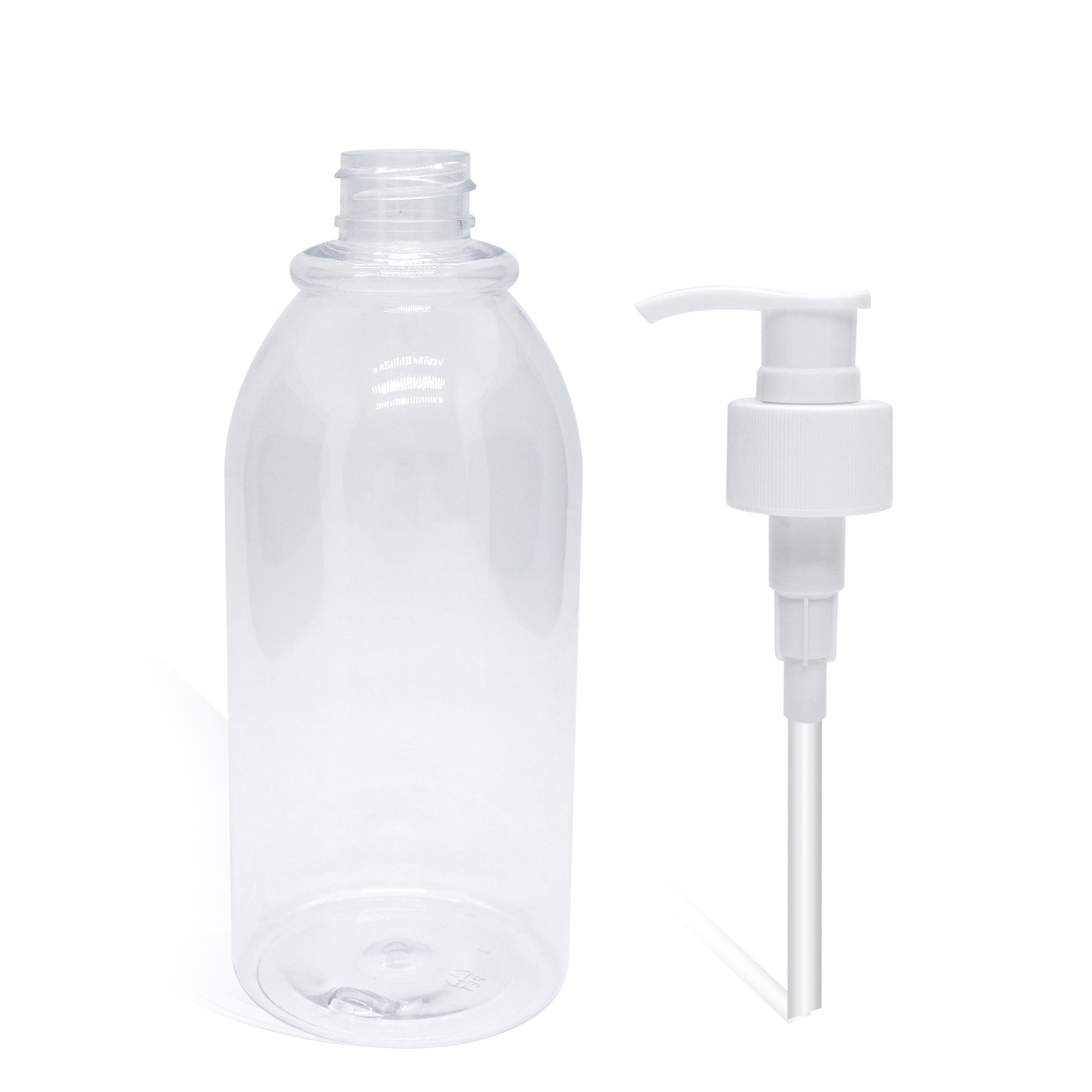 زجاجة شامبو بلاستيكية مستديرة سعة 600 مل مع مضخة محلول