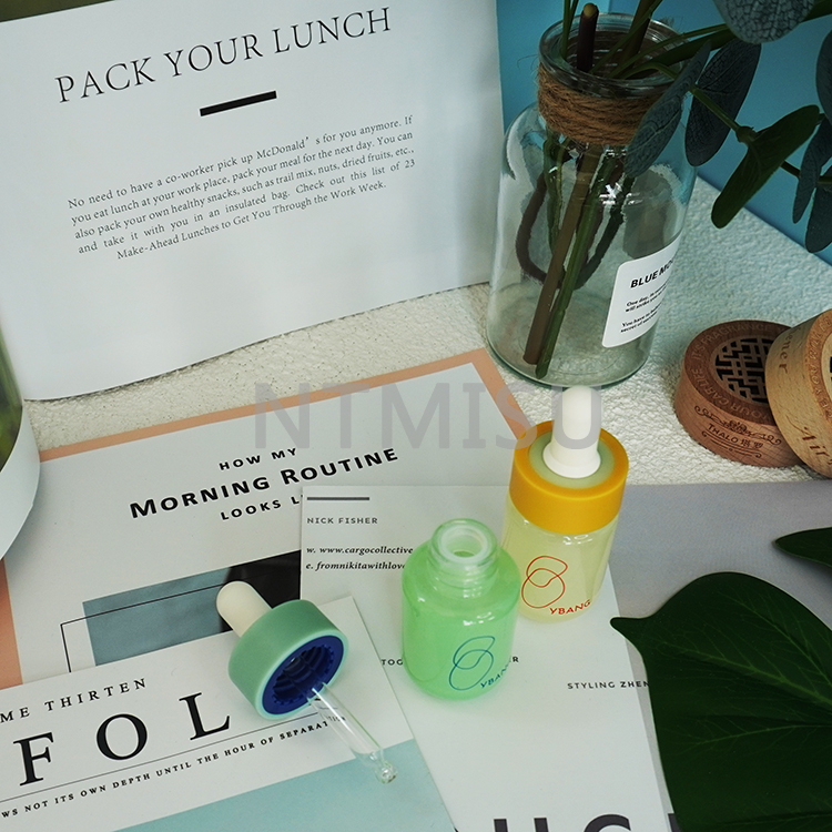 جديد وصول 20ML عرض الفم زجاجة متساوية البرتقالي الضوء الأخضر مجموعات زجاجة قطارة السيليكون