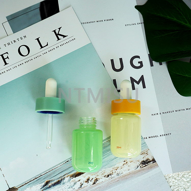 زجاجة زيت عطري برتقالي وأصفر سعة 20 مل مع قطارة سيليكون