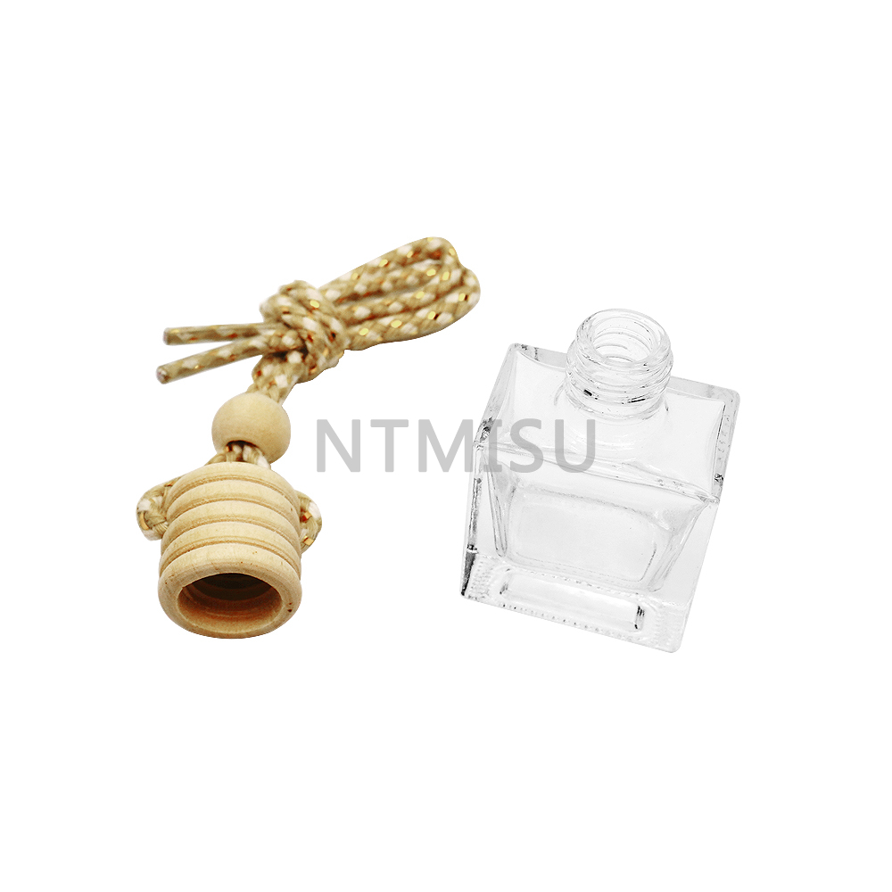 زجاجة عطر زجاجية فارغة سعة 9 مل مع غطاء خشبي
