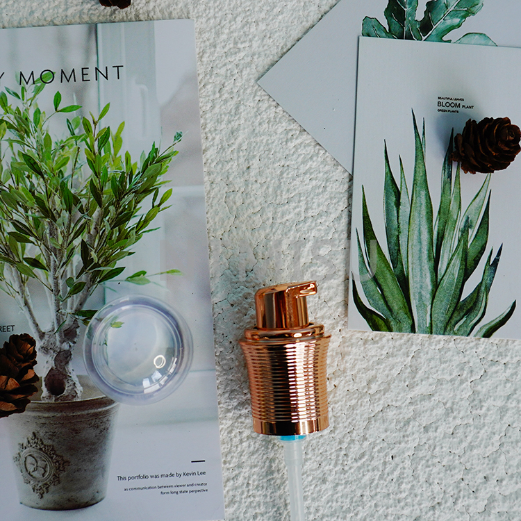 18 410 مضخة معالجة ذهبية لامعة فاخرة مع غطاء على شكل كرة البولينج وزنبرك خارجي