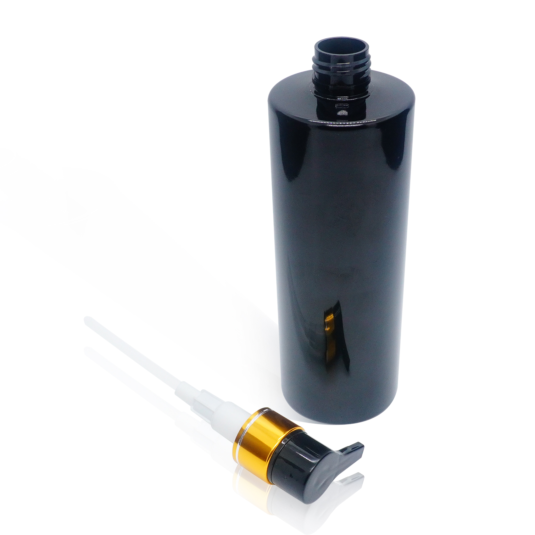 زجاجة مسطحة من PET بسعة 600 مل مع مضخة لوشن من الألومنيوم