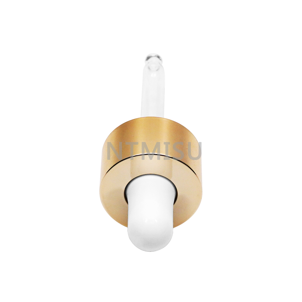 18 410 قطارة ألومنيوم ناعمة ذهبية لامعة مع ماصة زجاجية