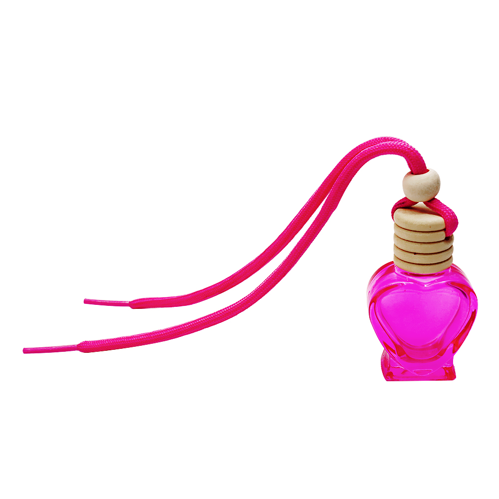 10 مل غطاء خشبي زجاجة عطر زجاجية على شكل قلب أحمر